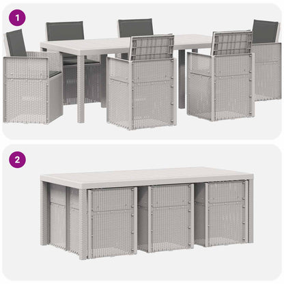 Tuin eettafelset met kussen 7 pcs Wit en antracietkleurig PP