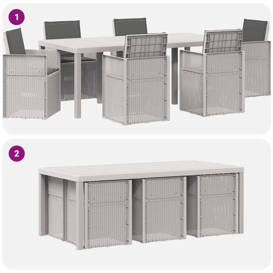 Tuin eettafelset met kussen 7 pcs Wit en antracietkleurig PP