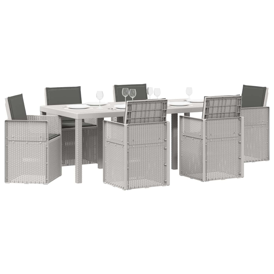 Tuin eettafelset met kussen 7 pcs Wit en antracietkleurig PP