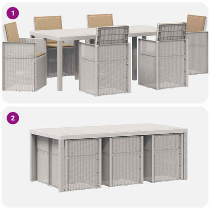 Tuin eettafelset met kussen 7 pcs Wit en Taupe PP