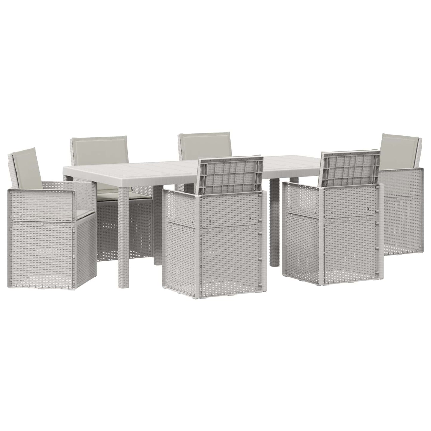 Tuin eettafelset met kussen 7 pcs Wit en Lichtgrijs PP
