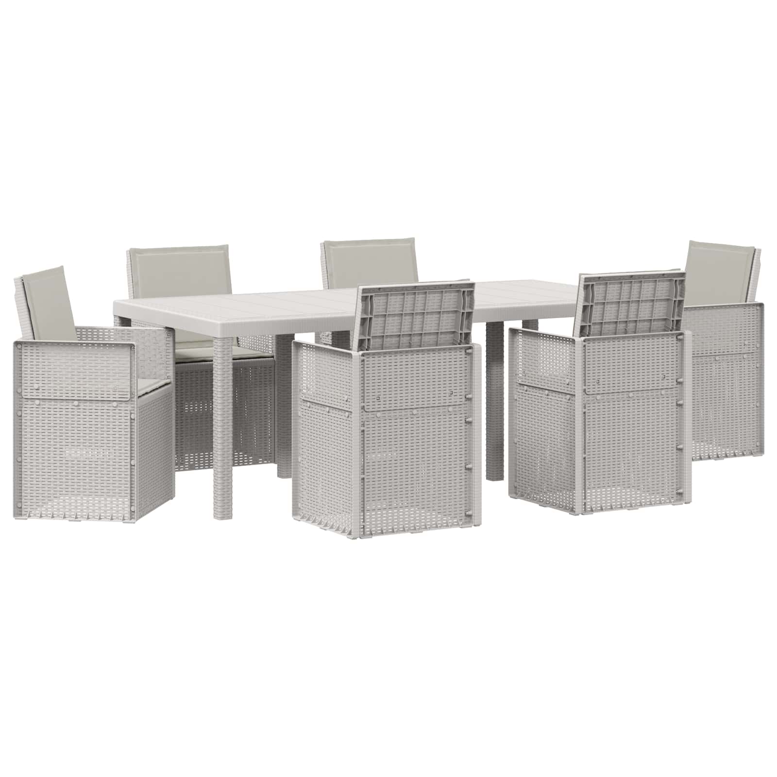 Tuin eettafelset met kussen 7 pcs Wit en Lichtgrijs PP