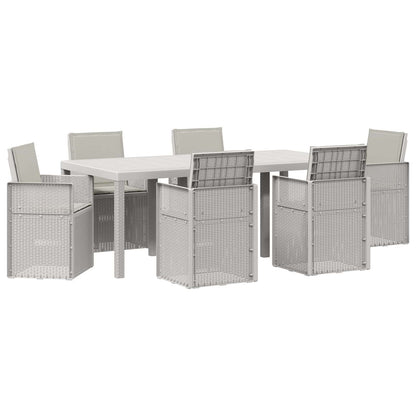 Tuin eettafelset met kussen 7 pcs Wit en Lichtgrijs PP