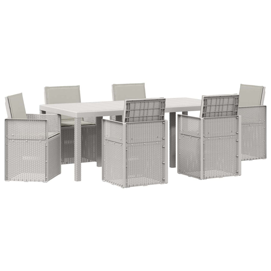 Tuin eettafelset met kussen 7 pcs Wit en Lichtgrijs PP