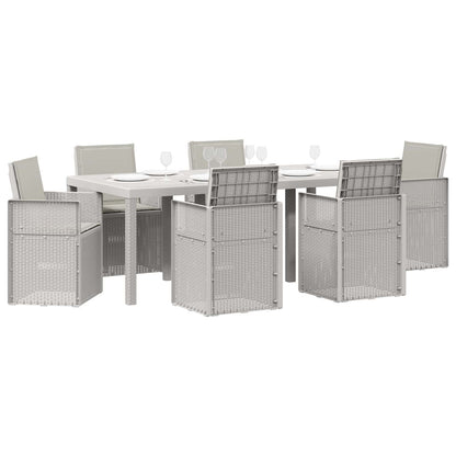Tuin eettafelset met kussen 7 pcs Wit en Lichtgrijs PP