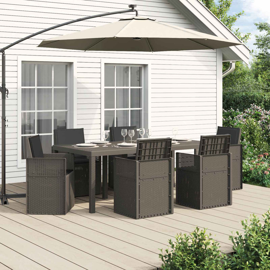 Tuin eettafelset 7 pcs Lichtgrijs en antracietkleurig PP