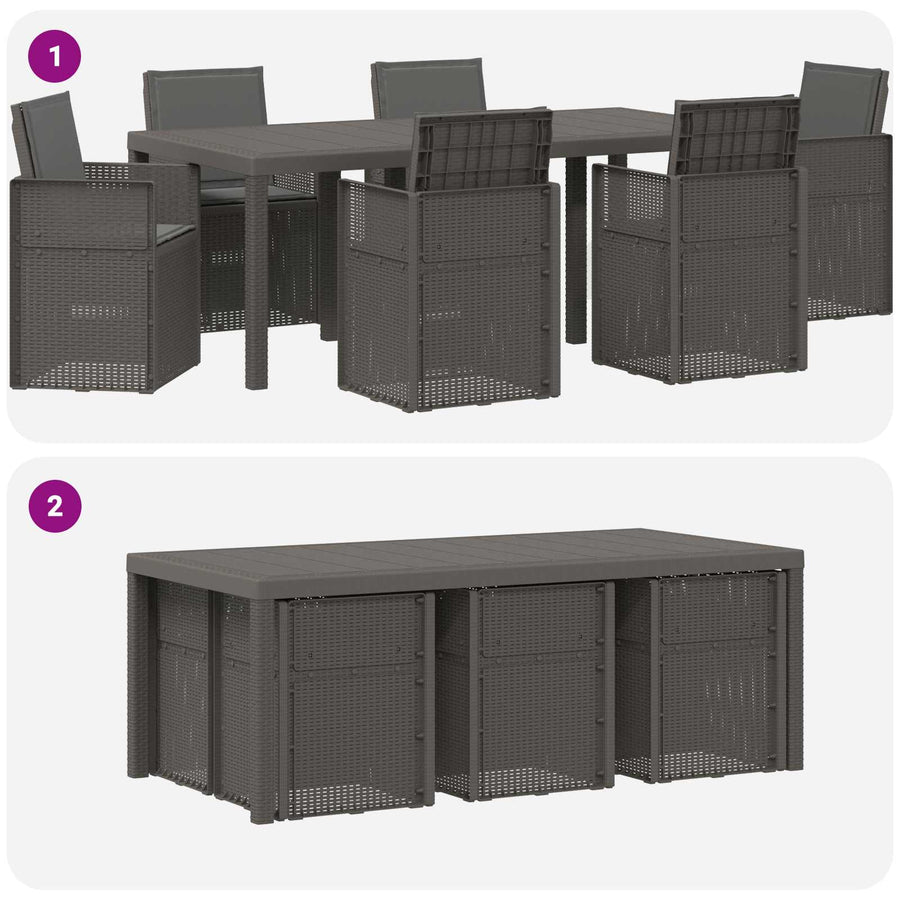 Tuin eettafelset 7 pcs Lichtgrijs en antracietkleurig PP