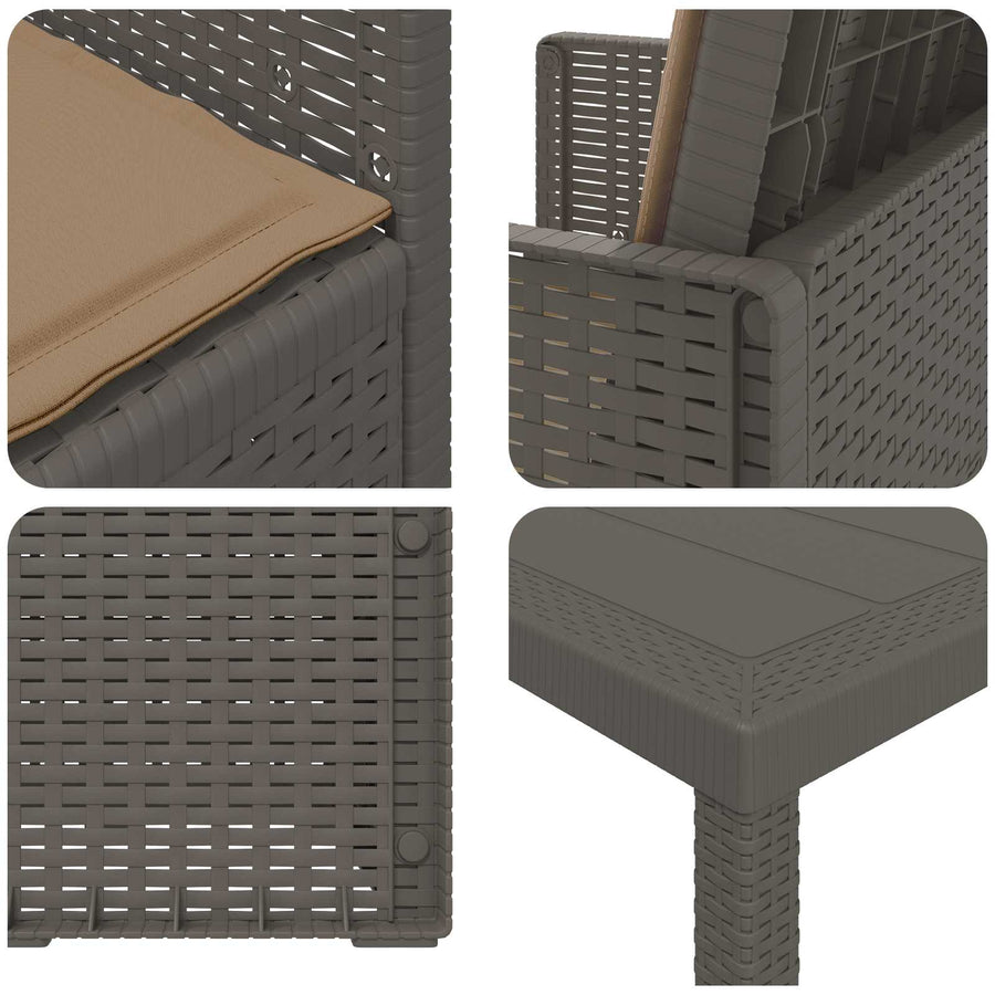 Tuin eettafelset met kussen 7 pcs Lichtgrijs en Taupe PP
