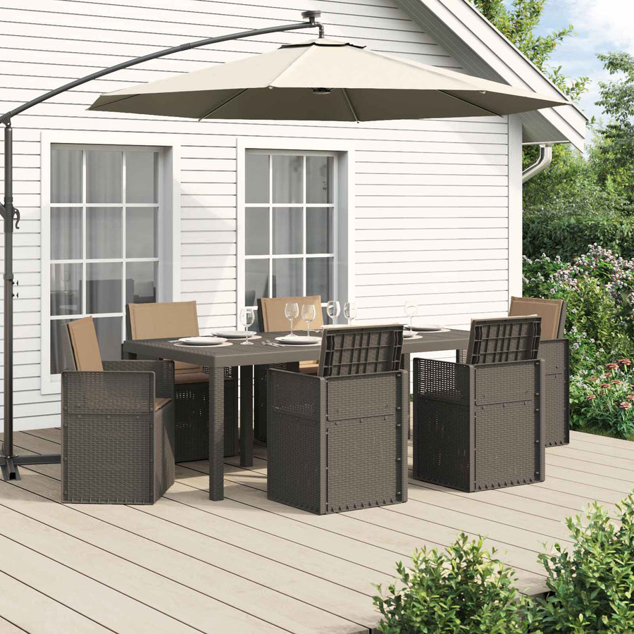Tuin eettafelset met kussen 7 pcs Lichtgrijs en Taupe PP