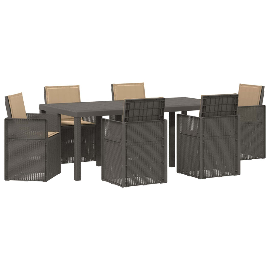 Tuin eettafelset met kussen 7 pcs Lichtgrijs en Taupe PP