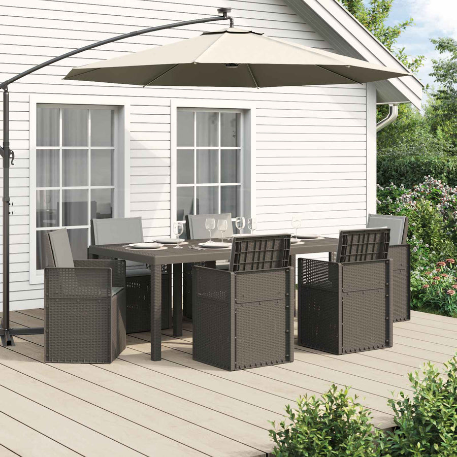 Tuin eettafelset met kussen 7 pcs Lichtgrijs PP