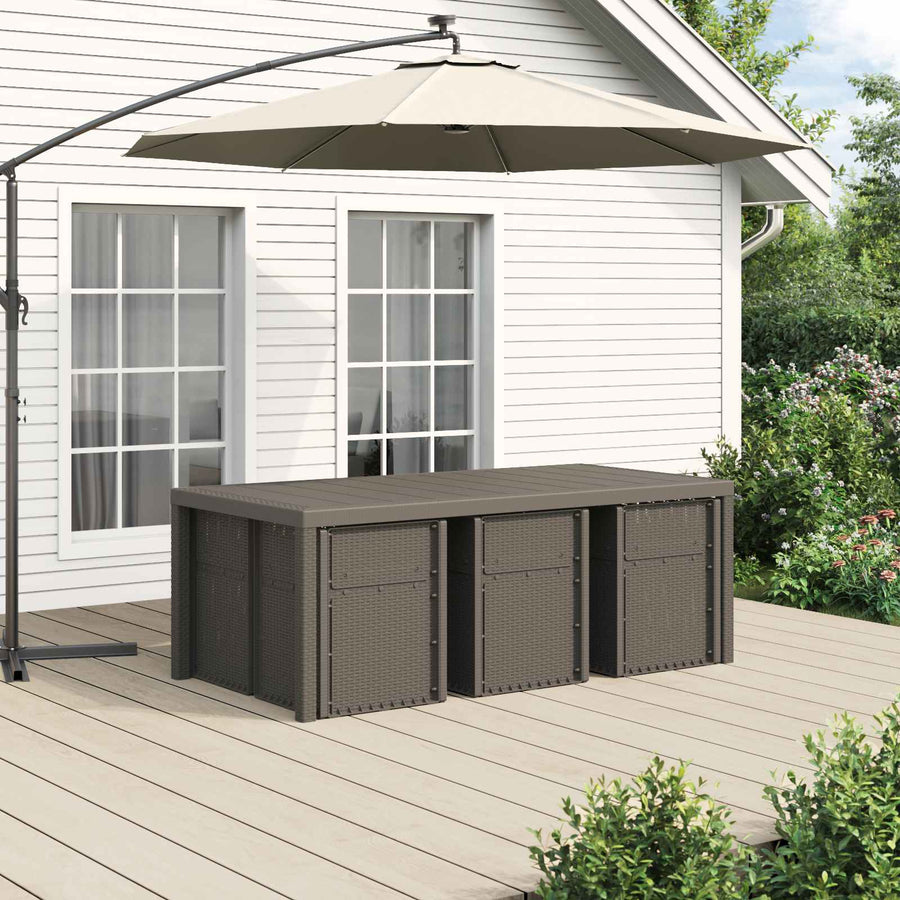 Tuin eettafelset met kussen 7 pcs Lichtgrijs PP