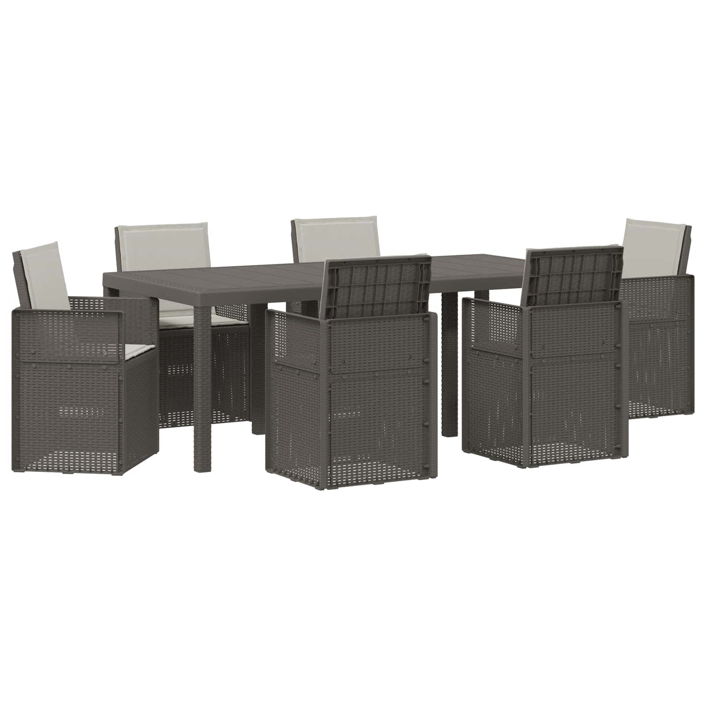 Tuin eettafelset met kussen 7 pcs Lichtgrijs PP