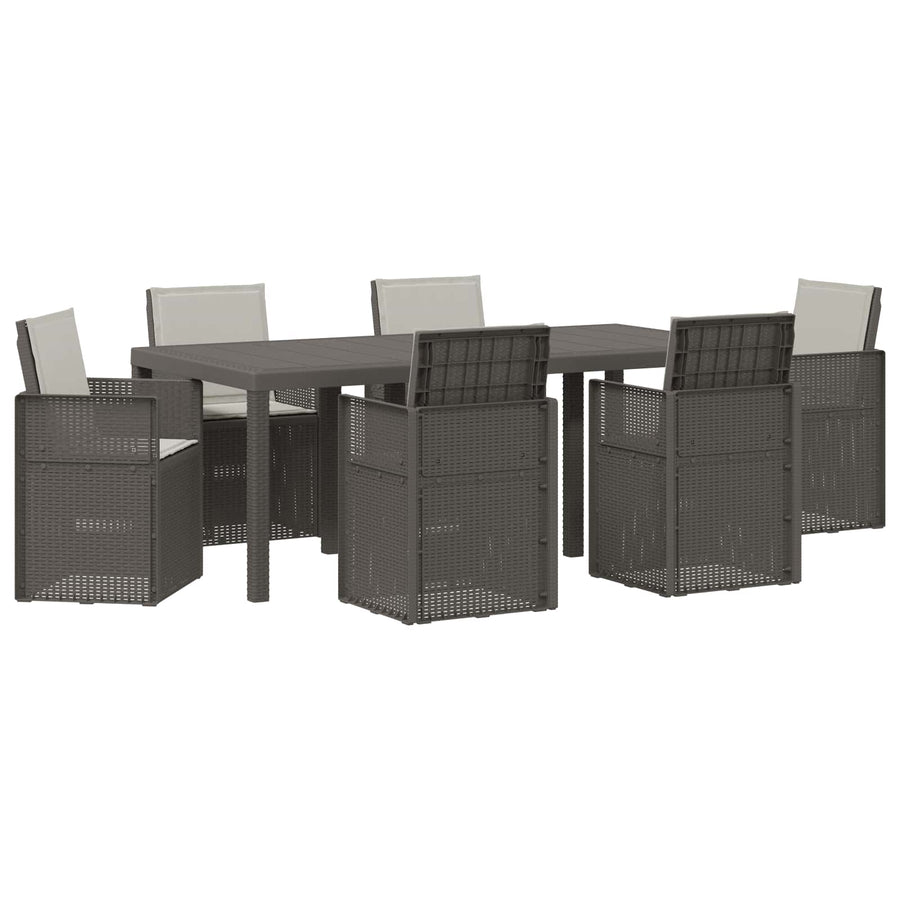 Tuin eettafelset met kussen 7 pcs Lichtgrijs PP