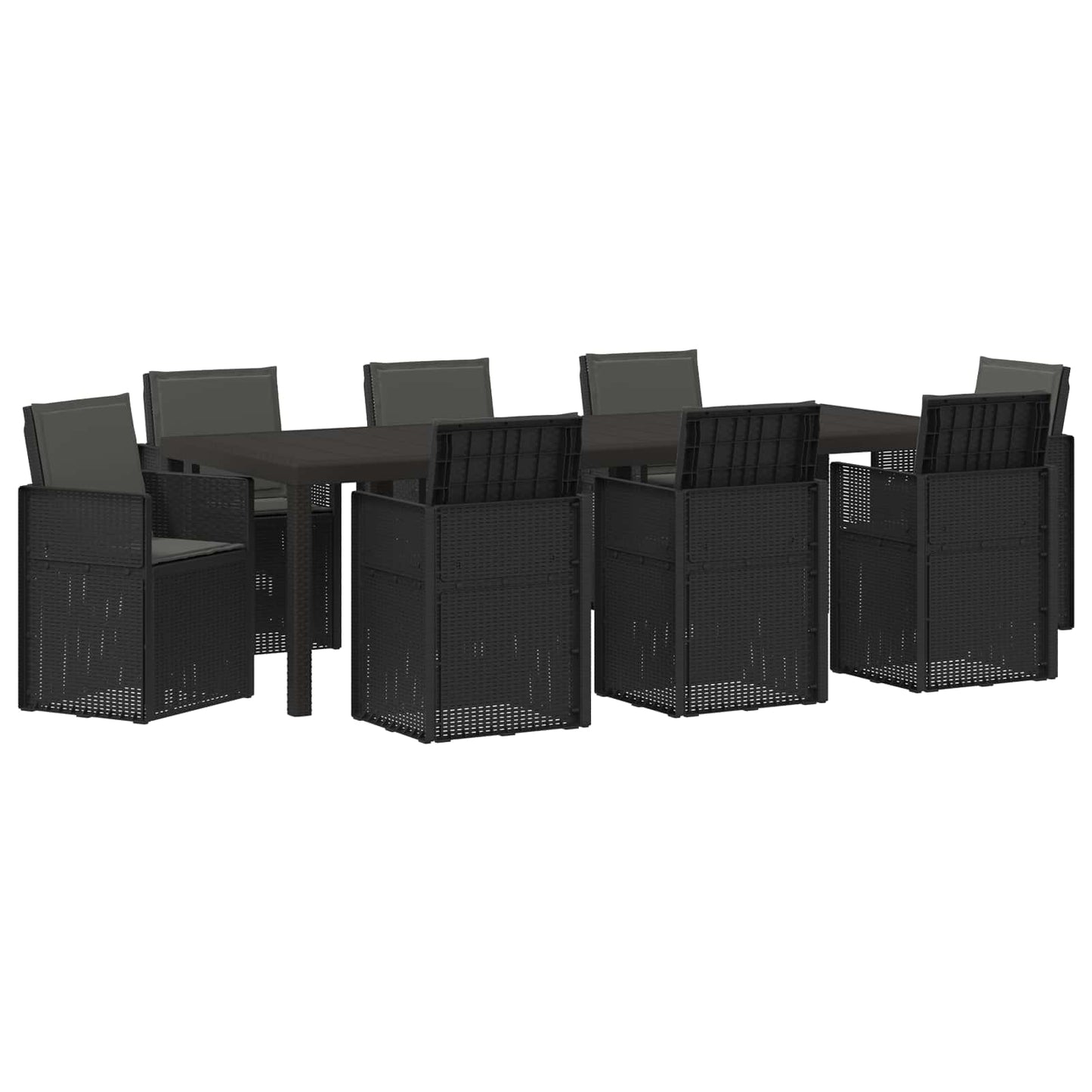 Tuin eettafelset met kussen 9 pcs Antracietkleurig PP