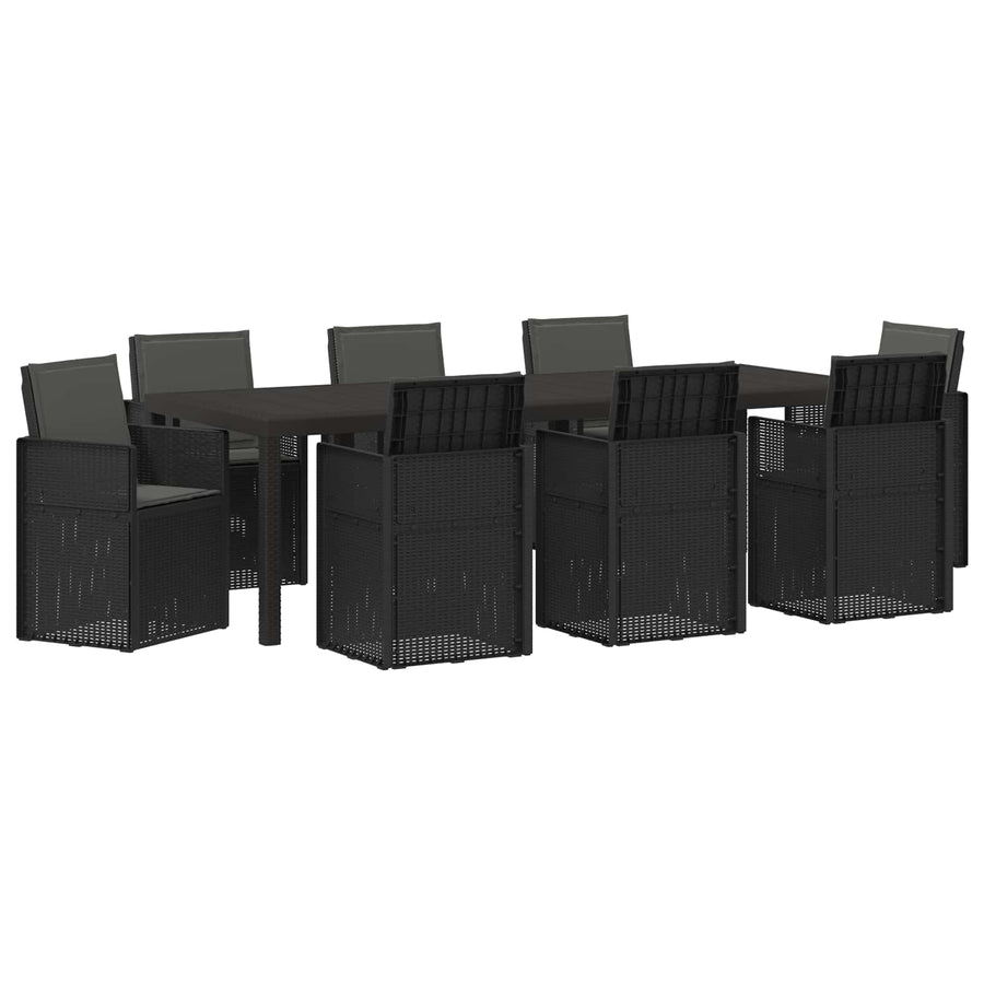 Tuin eettafelset met kussen 9 pcs Antracietkleurig PP