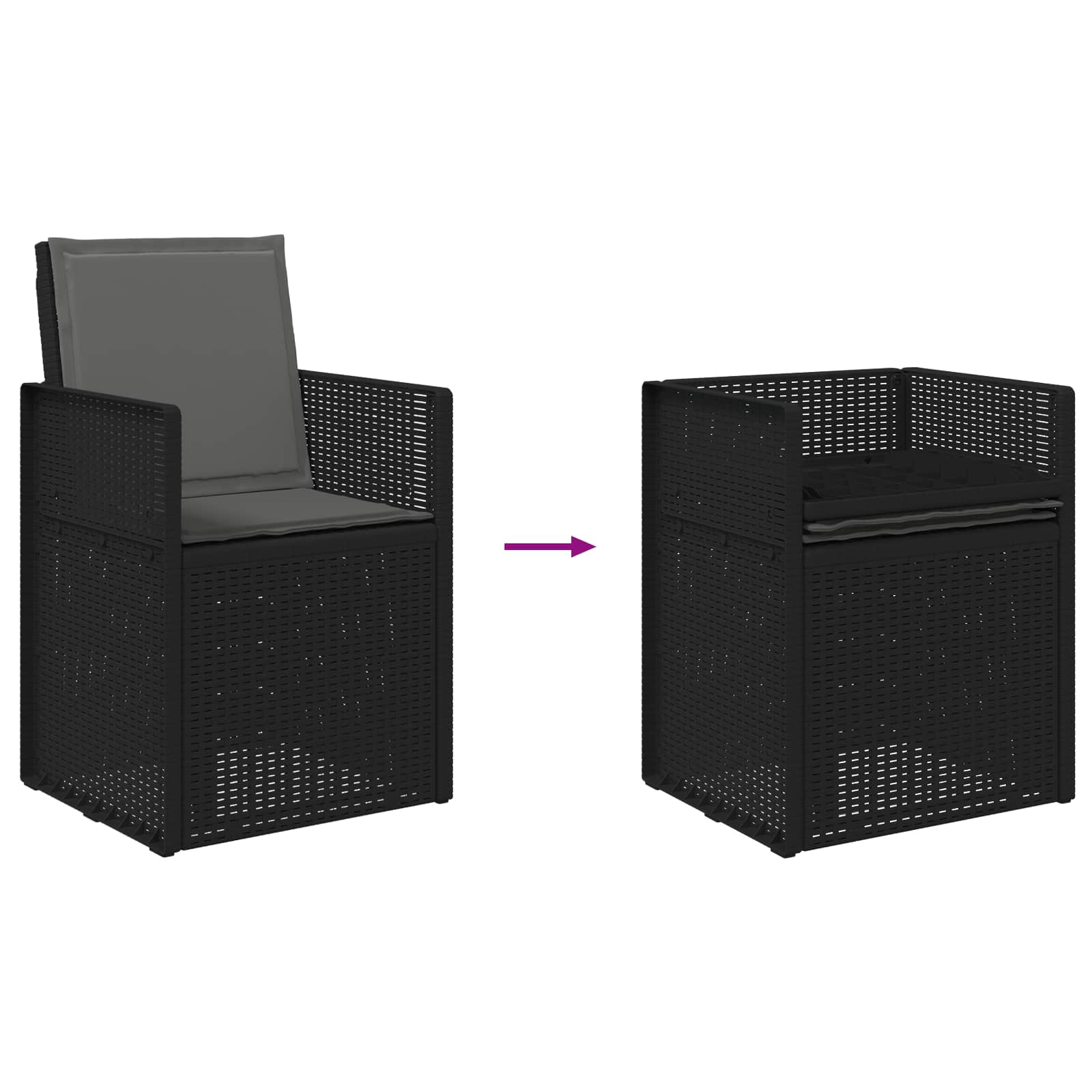 Tuin eettafelset met kussen 9 pcs Antracietkleurig PP