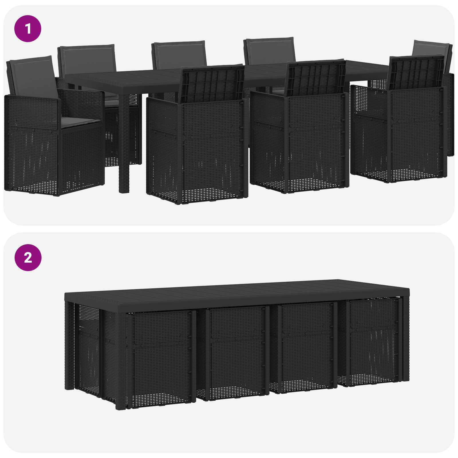 Tuin eettafelset met kussen 9 pcs Antracietkleurig PP