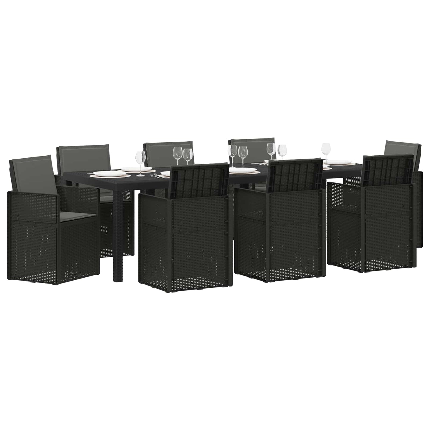 Tuin eettafelset met kussen 9 pcs Antracietkleurig PP