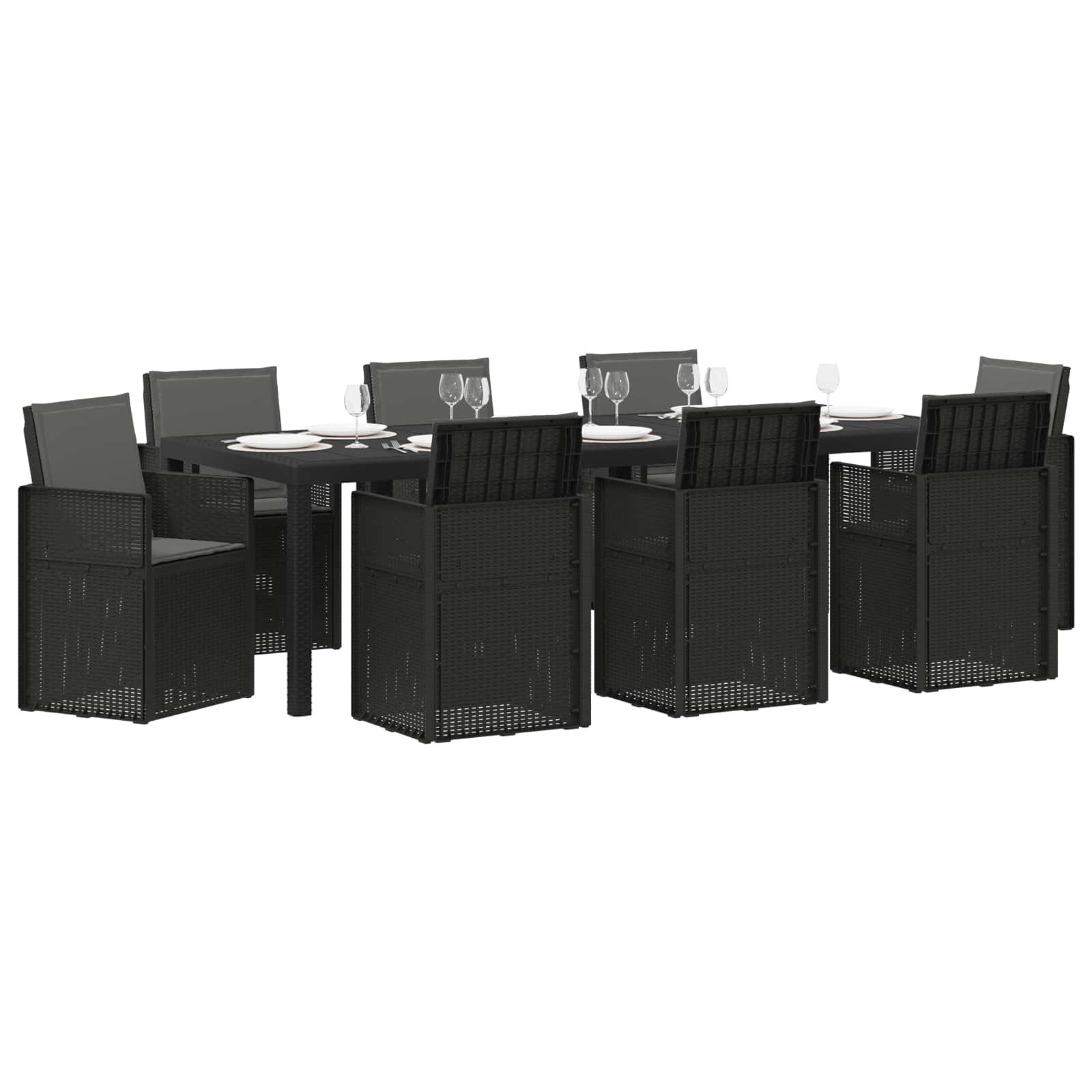 Tuin eettafelset met kussen 9 pcs Antracietkleurig PP