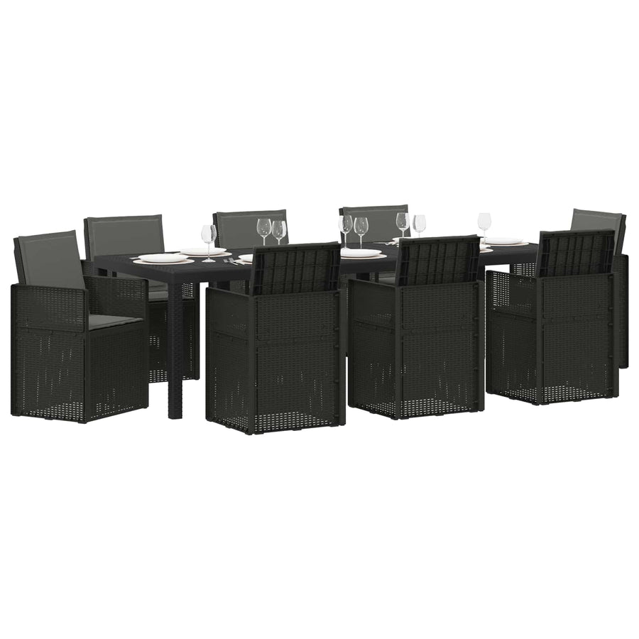 Tuin eettafelset met kussen 9 pcs Antracietkleurig PP