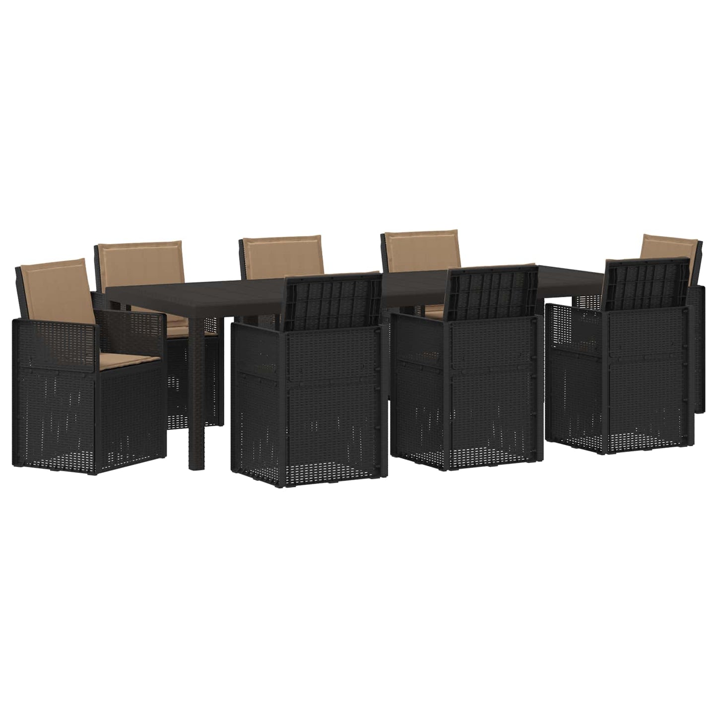 Tuin eettafelset met kussen 9 pcs Antracietkleurig en taupe PP