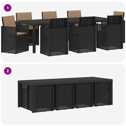 Tuin eettafelset met kussen 9 pcs Antracietkleurig en taupe PP