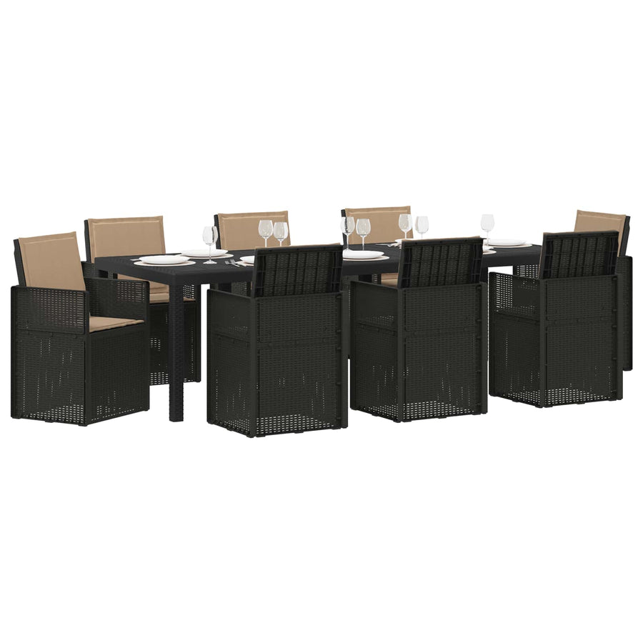 Tuin eettafelset met kussen 9 pcs Antracietkleurig en taupe PP