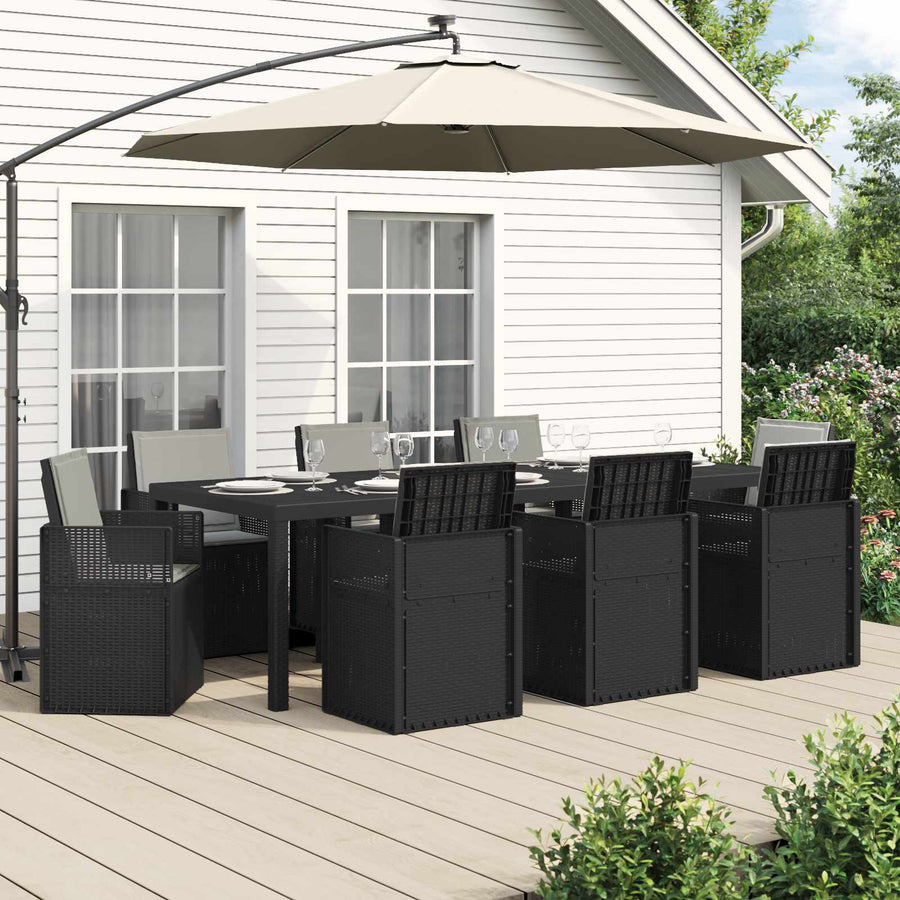 Tuin eettafelset met kussen 9 pcs Anthraciet en Lichtgrijs PP