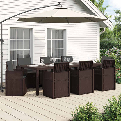 Tuin eettafelset met kussen 9 pcs Bruin en antracietkleurig PP