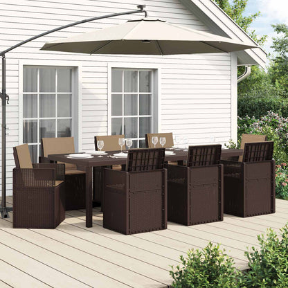 Tuin eettafelset met kussen 9 pcs Bruin en Taupe PP