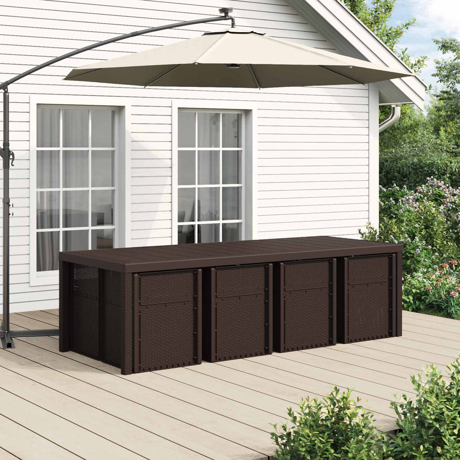 Tuin eettafelset met kussen 9 pcs Bruin en Taupe PP