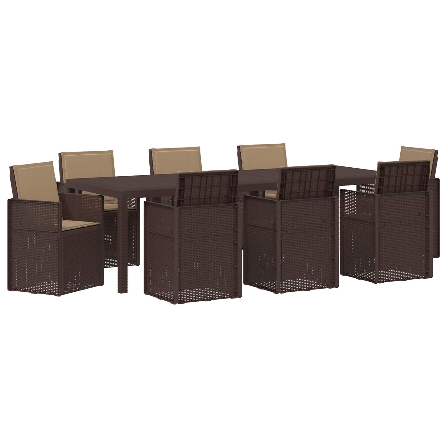 Tuin eettafelset met kussen 9 pcs Bruin en Taupe PP