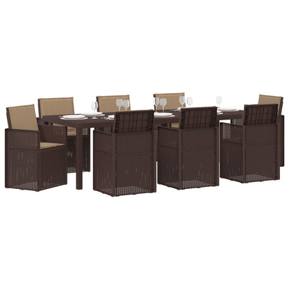 Tuin eettafelset met kussen 9 pcs Bruin en Taupe PP