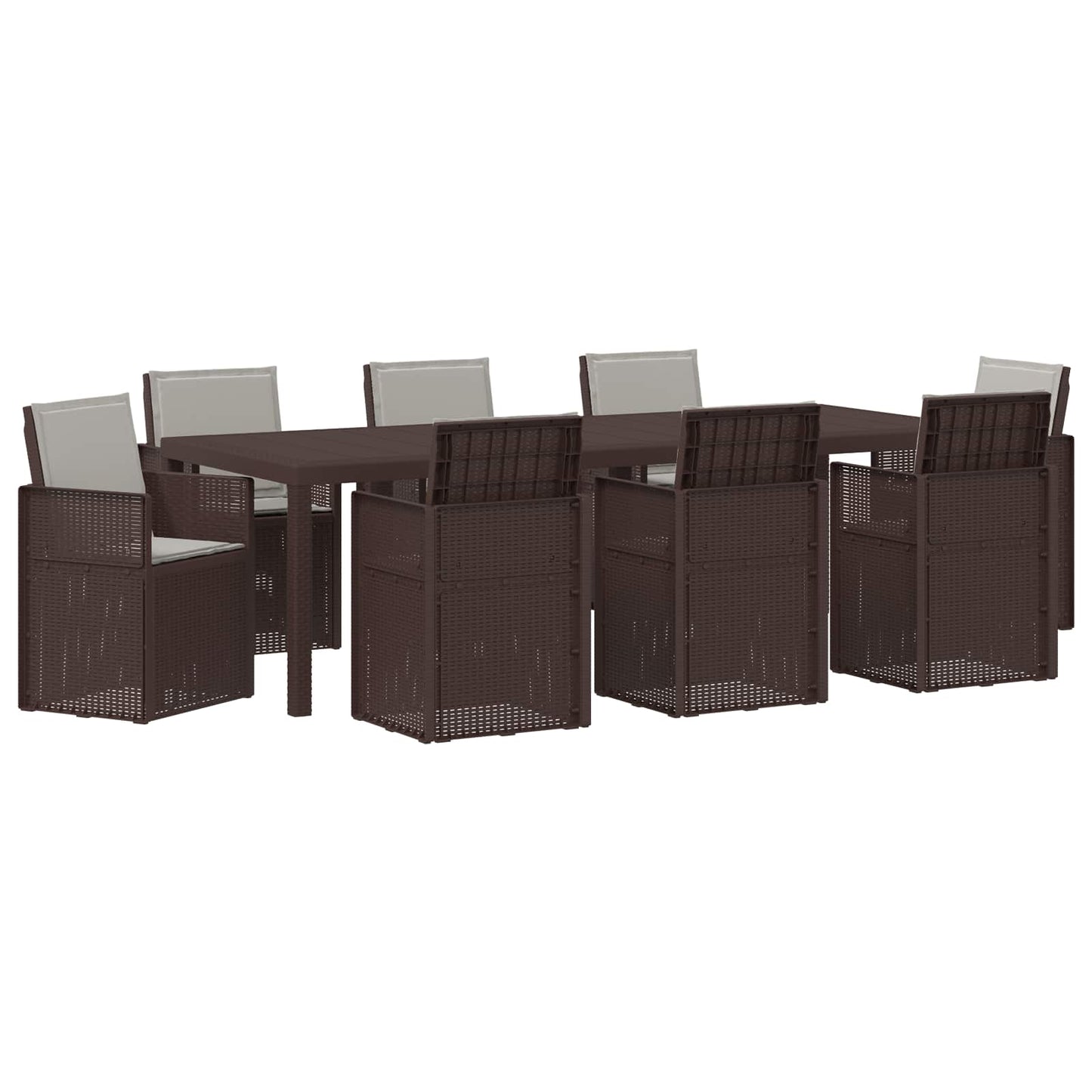 Tuin eettafelset met kussen 9 pcs Bruin en lichtgrijs PP