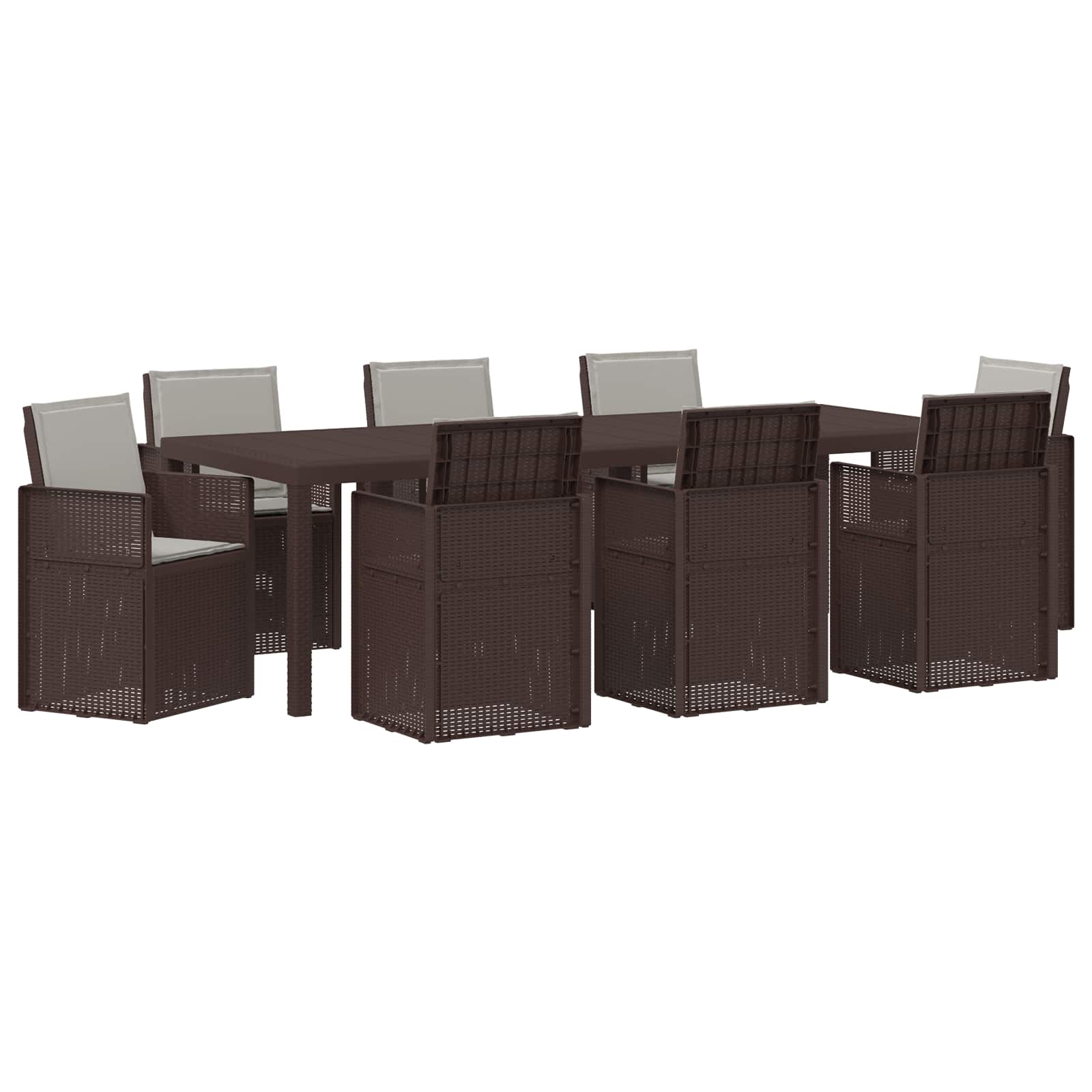 Tuin eettafelset met kussen 9 pcs Bruin en lichtgrijs PP