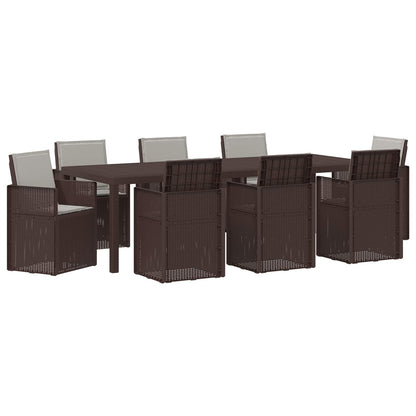 Tuin eettafelset met kussen 9 pcs Bruin en lichtgrijs PP