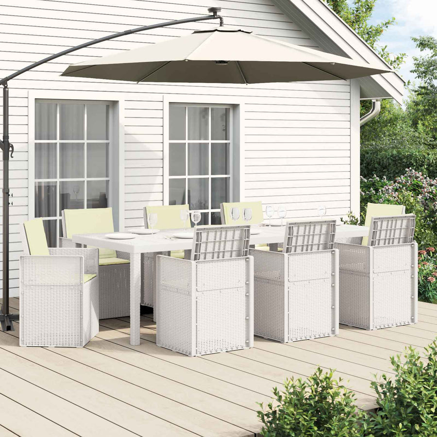 Tuin eettafelset 9 st Wit en crèmekleurig PP