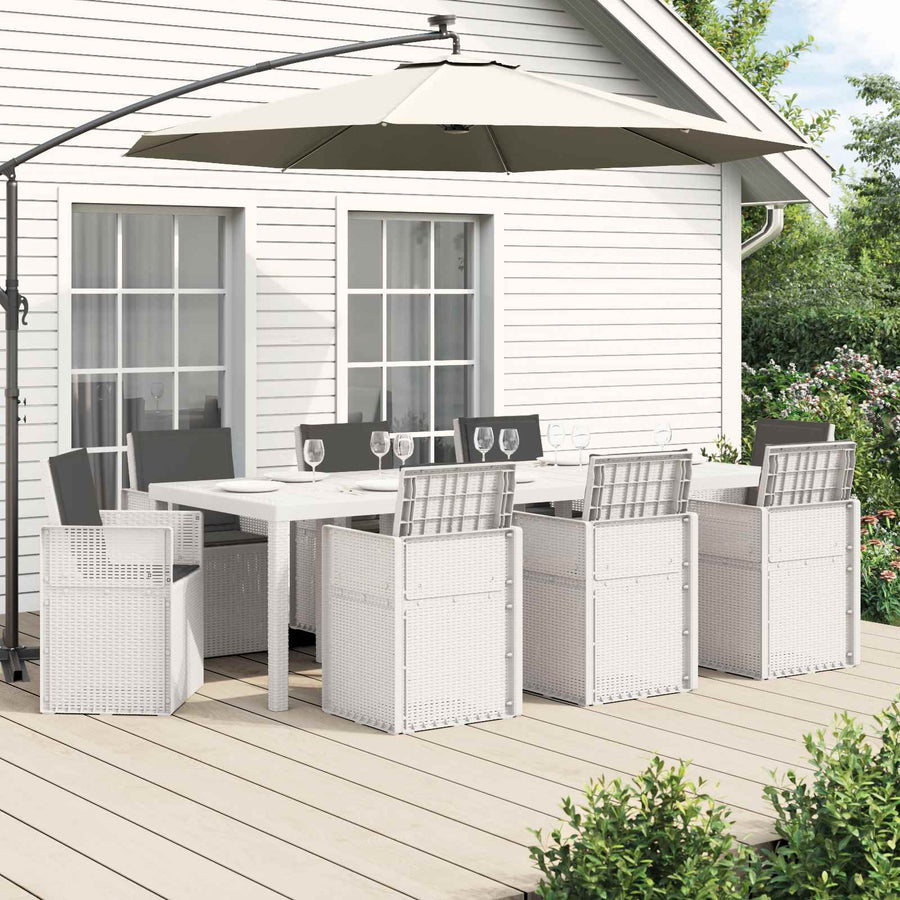 Tuin eettafelset 9 st Wit en antracietkleurig PP