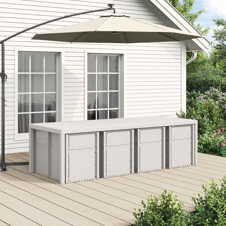Tuin eettafelset 9 st Wit en Taupe PP
