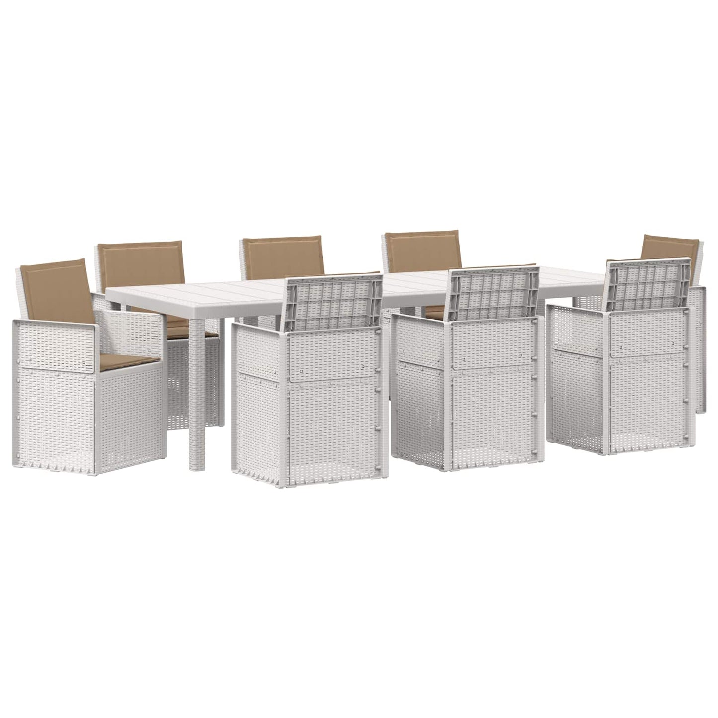 Tuin eettafelset 9 st Wit en Taupe PP