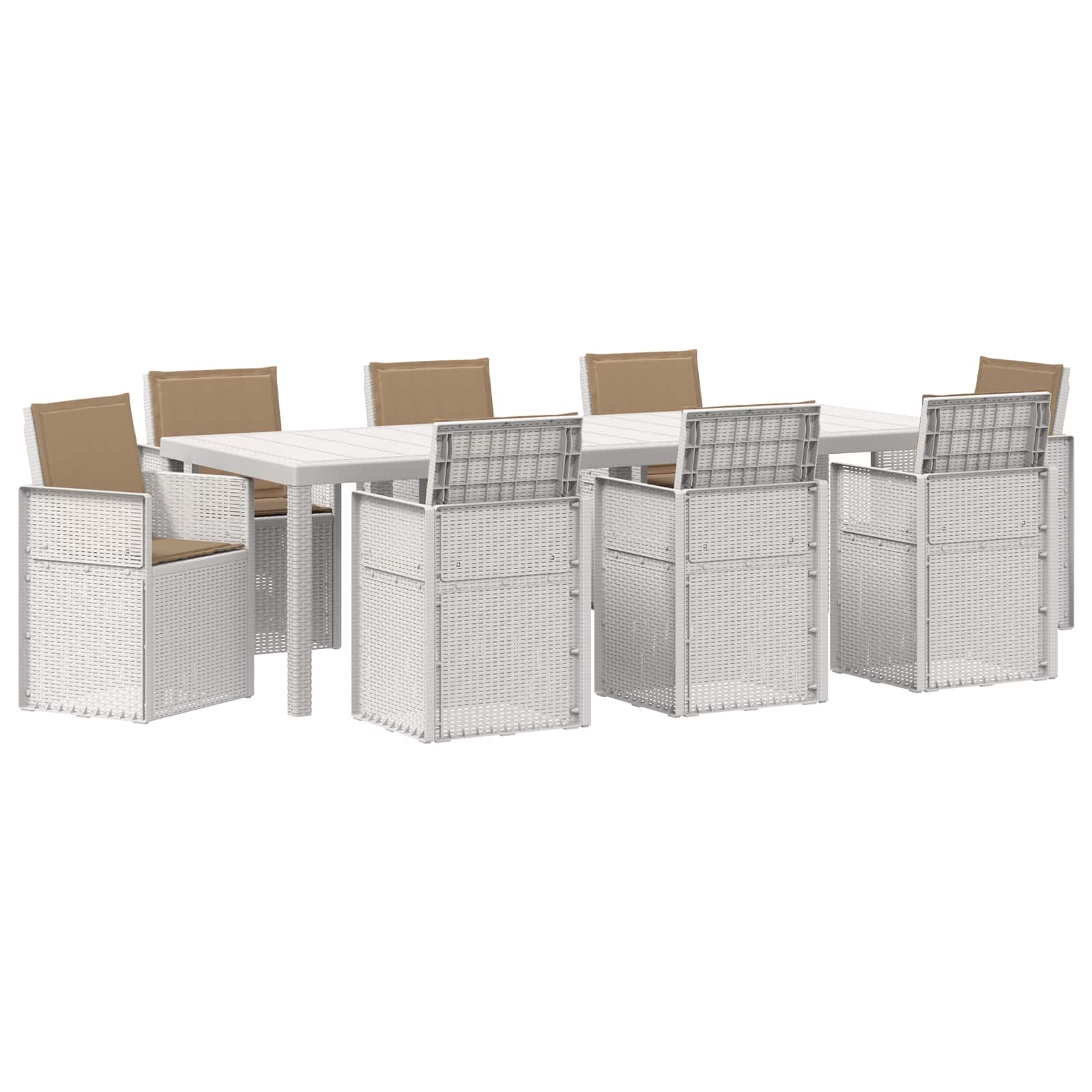 Tuin eettafelset 9 st Wit en Taupe PP