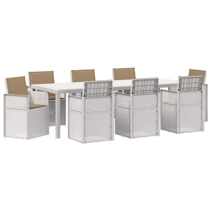 Tuin eettafelset 9 st Wit en Taupe PP