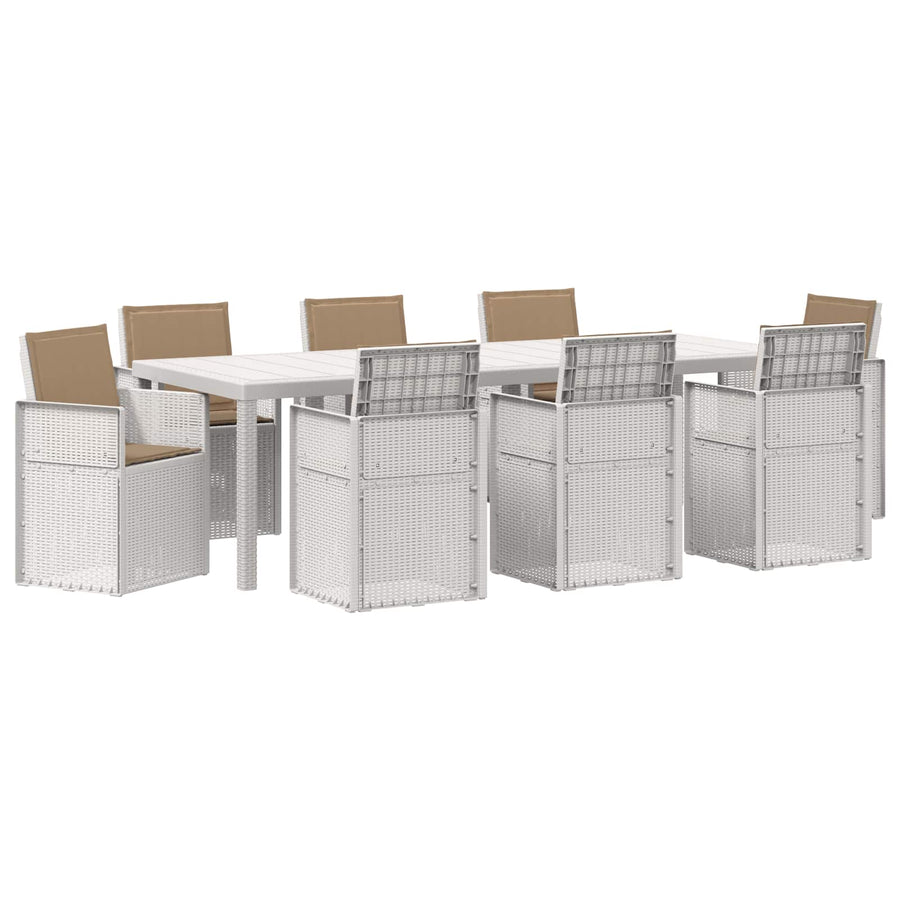 Tuin eettafelset 9 st Wit en Taupe PP