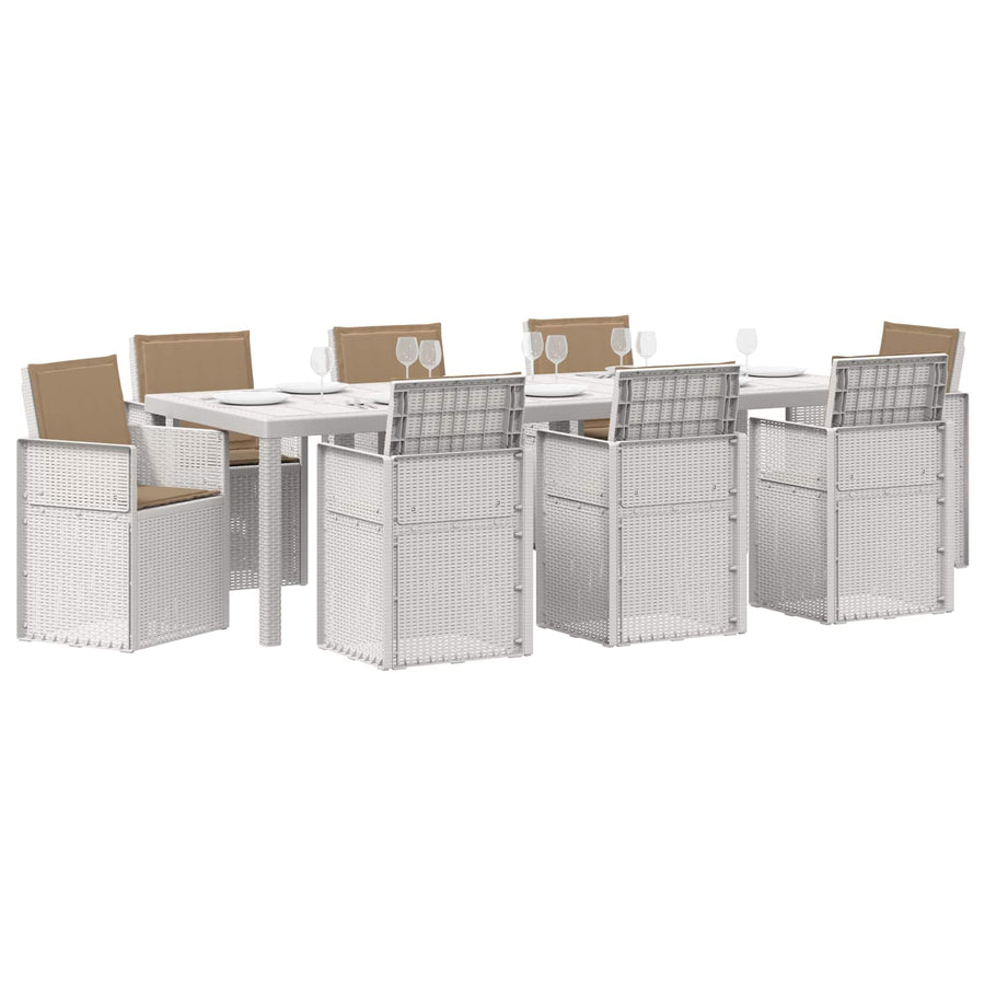 Tuin eettafelset 9 st Wit en Taupe PP