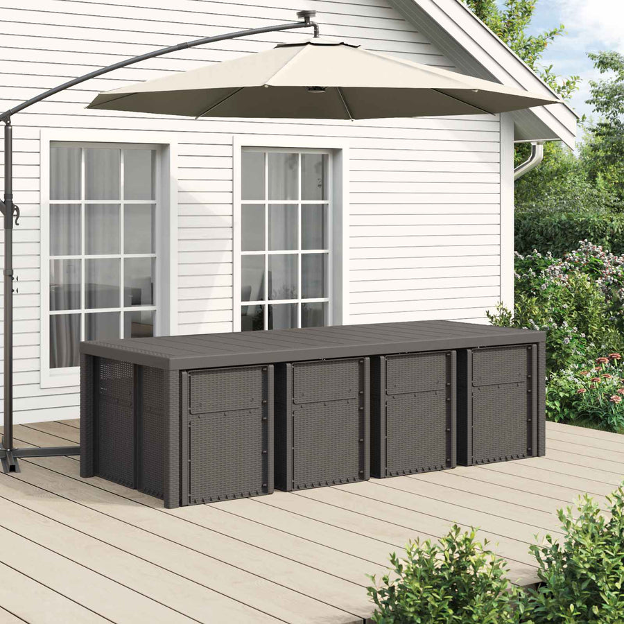 Tuin eettafelset met kussen 9 pcs Lichtgrijs en Crème PP