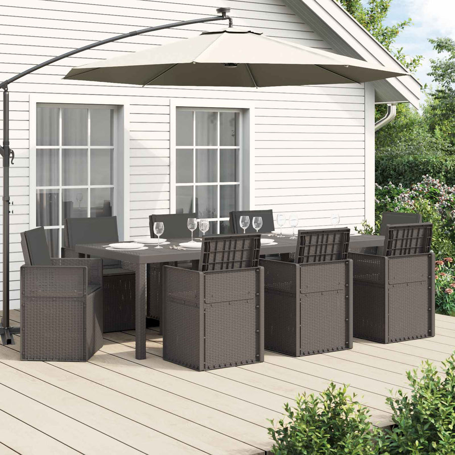 Tuin eettafelset 9 pcs Lichtgrijs en antracietkleurig PP