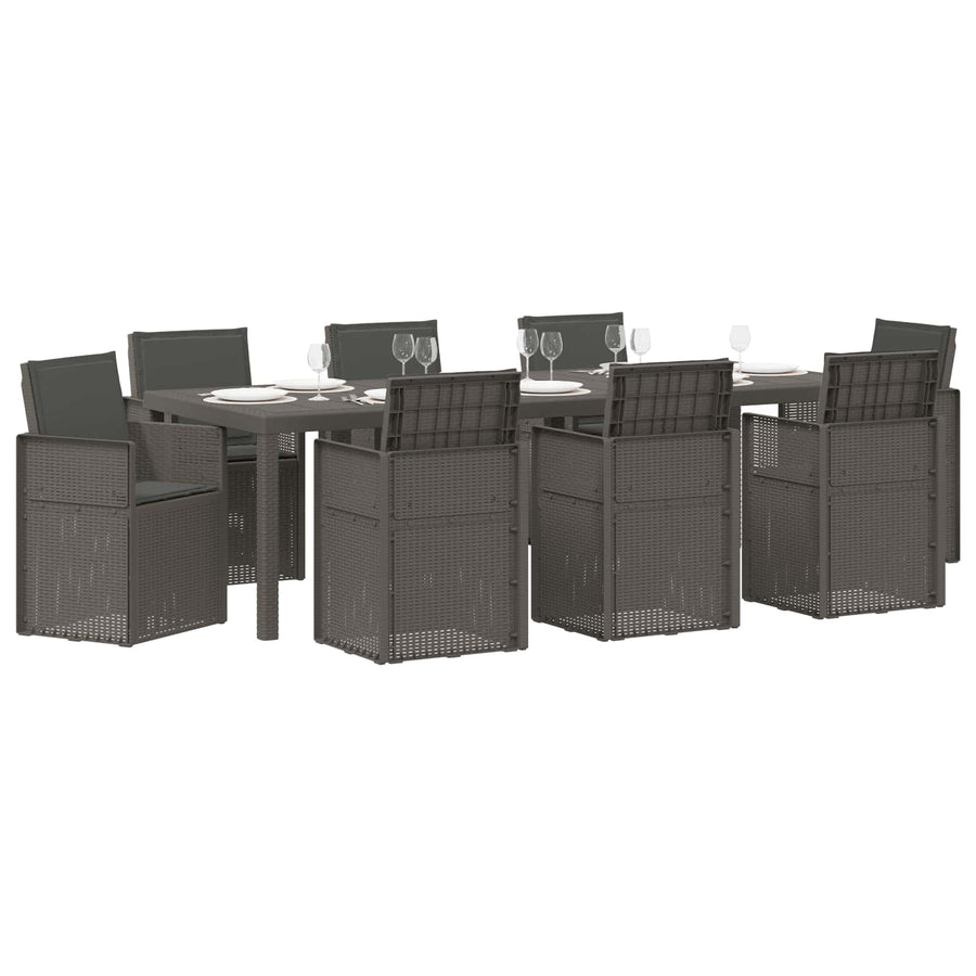 Tuin eettafelset 9 pcs Lichtgrijs en antracietkleurig PP