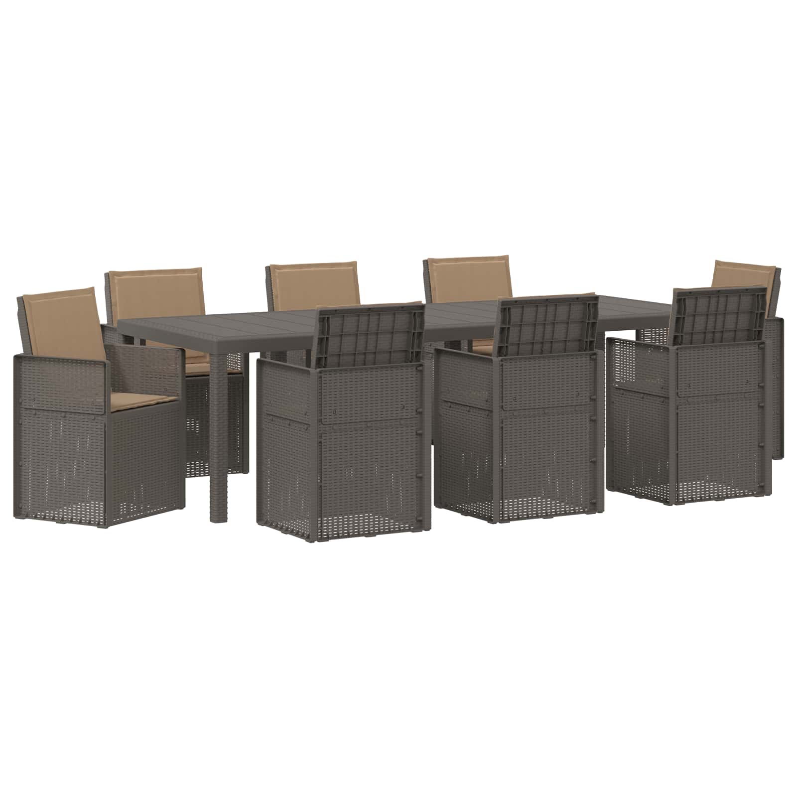 Tuin eettafelset met kussen 9 pcs Lichtgrijs en Taupe PP