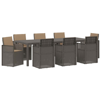 Tuin eettafelset met kussen 9 pcs Lichtgrijs en Taupe PP